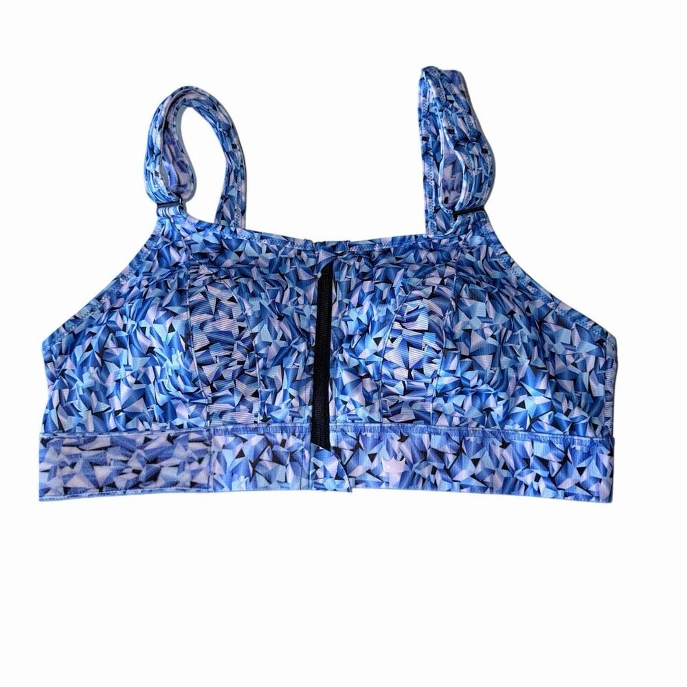 Shefit 2luxe 2 luxe XL high impact adjustable bra workout gym blue geometric